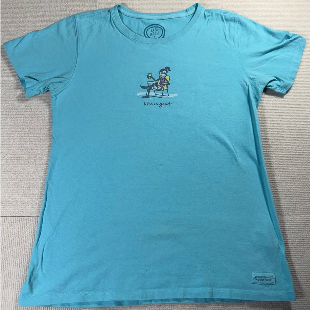 Life Is Good Classic Fit T Women's M 100% Cotton Blue Coastal Summer Everyday T